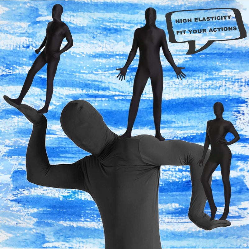 woahee Spandex Suit Full Body Suit Men Women Zentai Suit Men Costume Black Small - Image 3